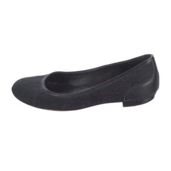 Gucci Authentic Solid Black Canvas Round Toe Ballet Flats 5 - Picture 1 of 10